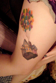 дівчинка нога повітряна куля та будинок татуювання малюнок