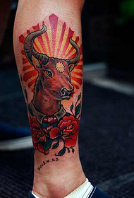 calf personality cartoon cow tattoo