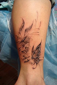 finished fashion leg butterfly tattoo