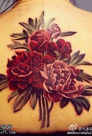 Modeli i tatuazheve me lule peony shumëngjyrësh