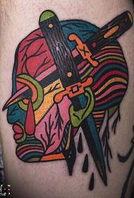Calf colored human head tattoo pattern