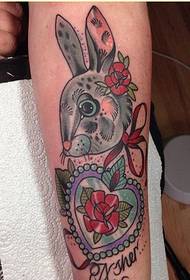 Personality Leg Fashion Rabbit Heart Rosette Tattoo Pattern Picture