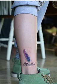 Legs beautiful fashion colorful feather letter tattoo picture picture