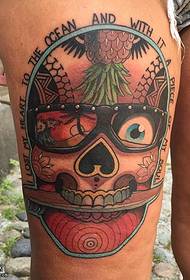 Art totem tattoo pattern on thigh