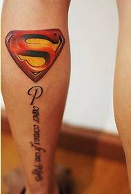 Personality Leg Fashion Superman Logo Tattoo Pattern Picture