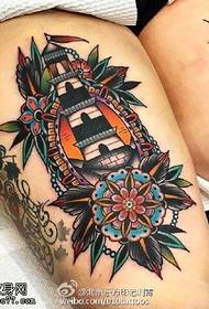 Thigh flower tower tattoo pattern