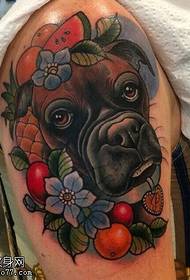 Painted fruit flower dog tattoo pattern