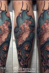 Calf snake play mouse tattoo pattern