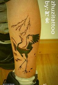 Leg Chinese style crane tattoo pattern
