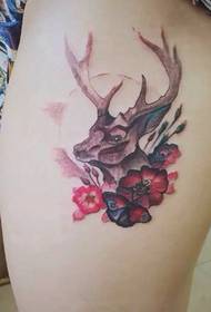 Beautiful and charming elk tattoo