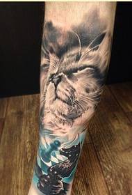 Fashion personality legs beautiful cat tattoo pattern to enjoy pictures