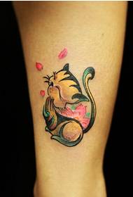 Girl's legs can be seen cat tattoo pattern