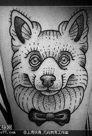 Little wolf dog tattoo pattern on calf