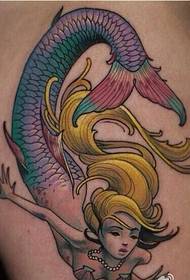 Bela kruta sirena tatuaje-ŝablono por ĝui la bildon