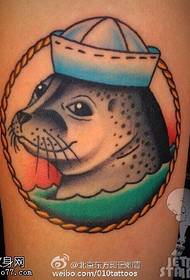 Painted little sea lion tattoo pattern