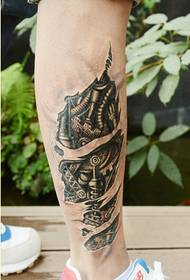 Personalized leg fashion good looking 3D mechanical tattoo pattern picture