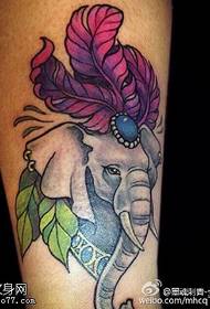 Beautifully painted elephant tattoo pattern
