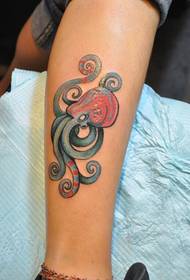 Color octopus tattoo picture of personality on the leg