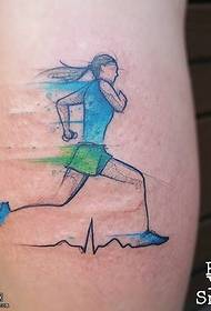 Noha akvarel šport dievča tetovanie vzor