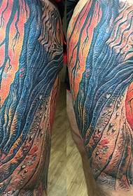 Thigh old tree tattoo pattern