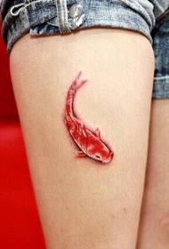 Beautiful squid tattoo on the leg