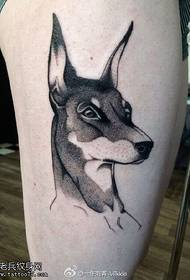 大腿上的狼狗紋身圖案