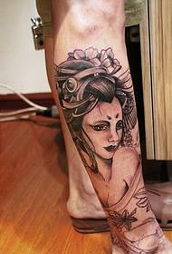 A personalized black gray geisha tattoo pattern recommended picture