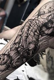 Calf astronaut tattoo pattern