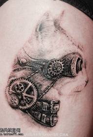 Bela malvarmeta chu steampunk kato tatuaje ŝablono