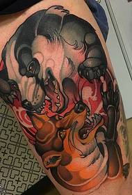I-Thigh black panther wolf inja tattoo iphethini