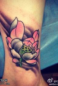 Leg color lotus tattoo picture