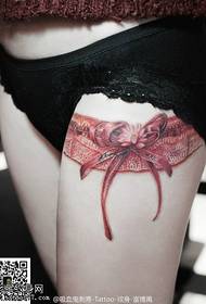 Red lace bow tattoo pattern