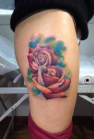 Personality legs fashion rose tattoo pattern pictures