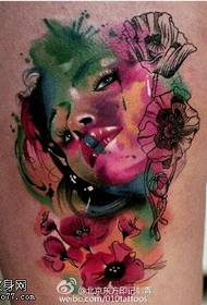 Leg watercolor woman tattoo pattern
