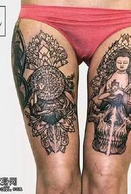 Totem tattoo pattern on the thigh