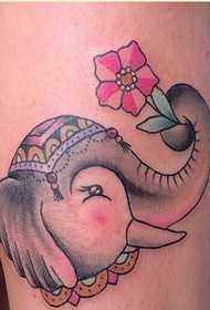 Personnalité jambes mode couleur image de tatouage d'éléphant image