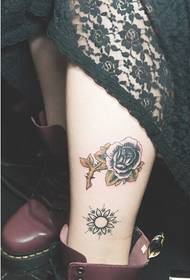 Fashionable legs only beautiful roses tattoo picture pictures