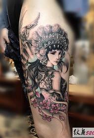 Classical flower tattoo picture on the leg