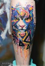 Colorful and serious tiger head tattoo pattern