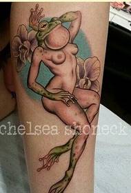 Beautiful leg personality frog tattoo pattern picture
