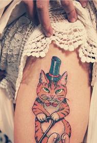 Şık kadın bacak güzel kadın kedi dövme desen resmi