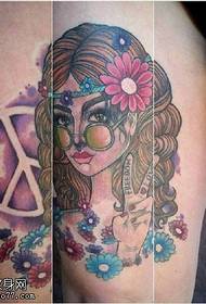 Princess tattoo pattern on the thigh