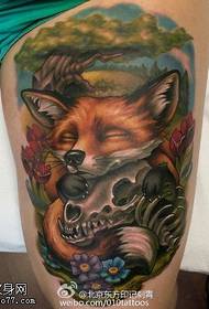 Painted little fox tattoo pattern