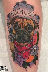 Painted cute little pug tattoo patroon