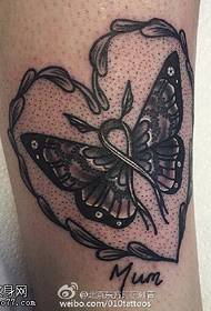 Calf heart shaped butterfly tattoo pattern