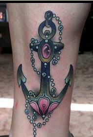 Beautiful anchor tattoo pattern on the legs