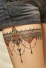 Beautiful thigh beautiful beautiful look lace anklet tattoo picture