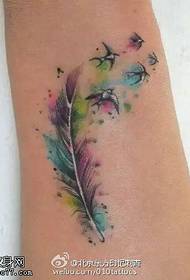 Ink style beautiful feather tattoo pattern