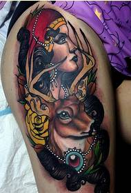 Fashion women's legs antelope girl tattoo picture picture