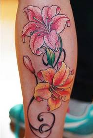 Beautifully beautiful colorful lily tattoo picture picture of the calf